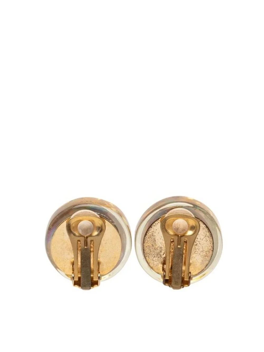 Chanel Vintage CC Logo Camellia Gold Clear Plated Plastic - Picture 2 of 4